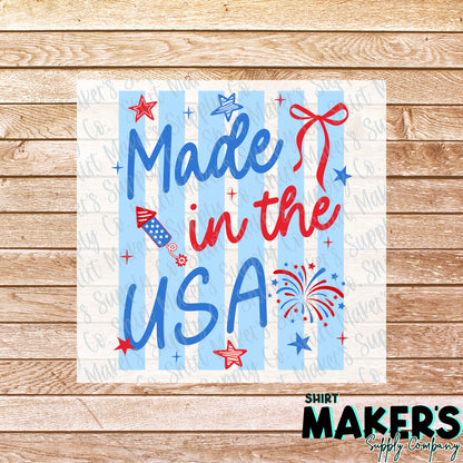 Made in the USA Fourth of July DTF or UV-DTF Transfer - or- Hat Patch, Acrylic, Magnet, or Keychain
