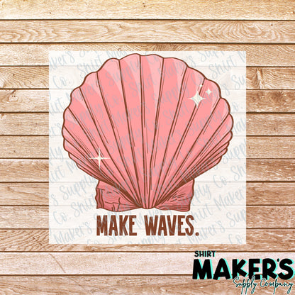 Make Waves Shell DTF Transfer - or- Hat Patch, Acrylic, Magnet, or Keychain