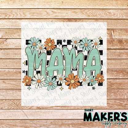 Mama Checkered Mother's Day DTF Transfer - or- Hat Patch, Acrylic, Magnet, or Keychain