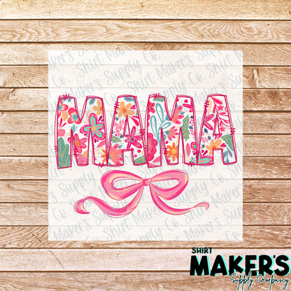 Mama Bow DTF Transfer - or- Hat Patch, Acrylic, Magnet, or Keychain