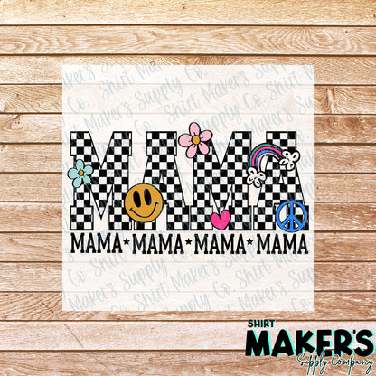 Checkered Mom CLEAN DTF Transfer - or- Hat Patch, Acrylic, Magnet, or Keychain