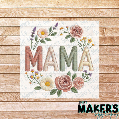 Mama Embroidered Mother's Day DTF Transfer - or- Hat Patch, Acrylic, Magnet, or Keychain