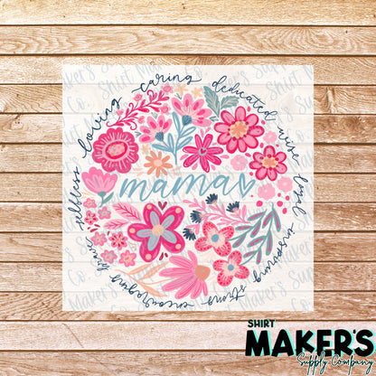 Mama Floral Mother's Day DTF Transfer - or- Hat Patch, Acrylic, Magnet, or Keychain