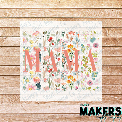 Mama Flowers Mother's Day DTF Transfer - or- Hat Patch, Acrylic, Magnet, or Keychain