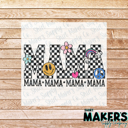 Checkered Mom GRUNGE DTF Transfer - or- Hat Patch, Acrylic, Magnet, or Keychain