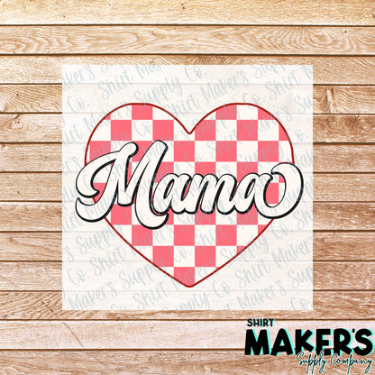 Mama Heart Valentine's Day DTF Transfer - or- Hat Patch, Acrylic, Magnet, or Keychain