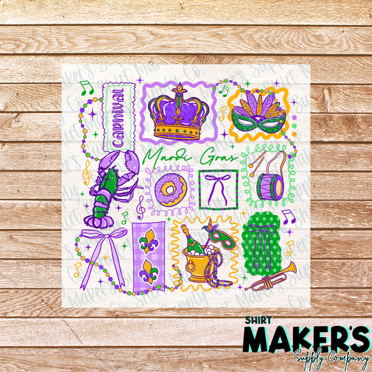 Mardi Gras Season DTF, UV-DTF, or Sublimation Transfer