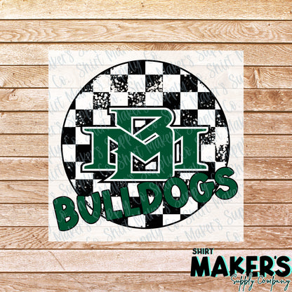 Marion Bulldogs Checker DTF Transfer - or- Hat Patch, Acrylic, Magnet, or Keychain