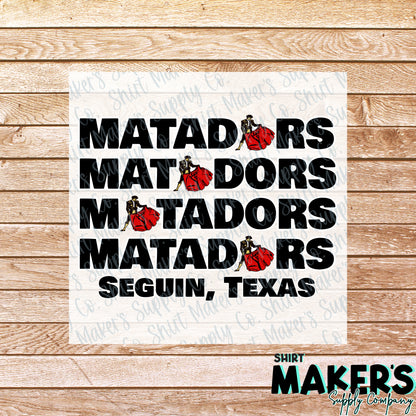 Seguin Matadors Stacked Cape DTF Transfer - or- Hat Patch, Acrylic, Magnet, or Keychain