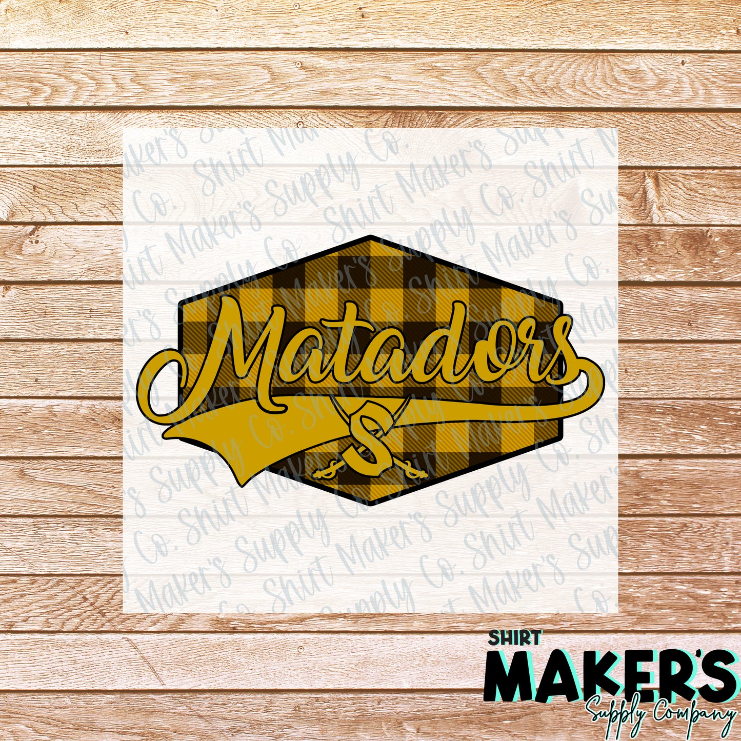 Matadors Black Plaid DTF Transfer - or- Hat Patch, Acrylic, Magnet, or Keychain