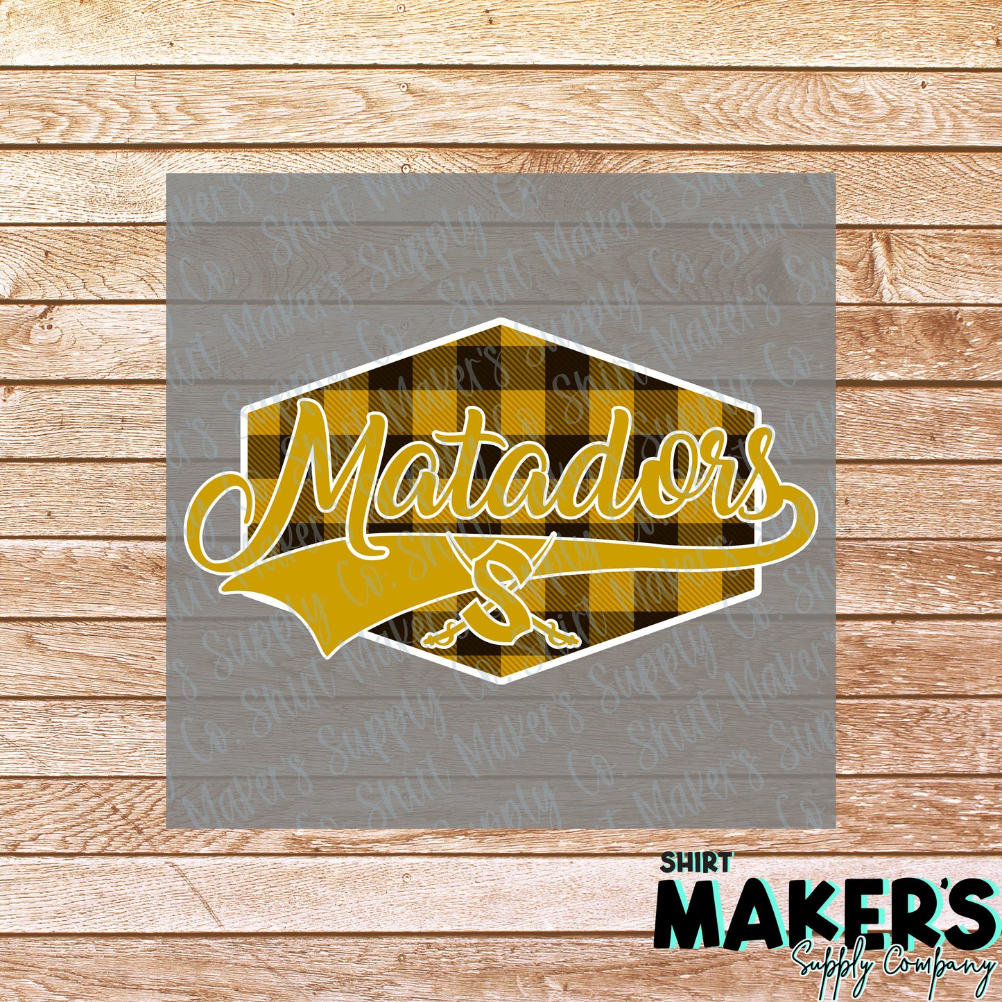 Matadors White Plaid DTF Transfer - or- Hat Patch, Acrylic, Magnet, or Keychain