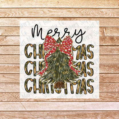 Merry Christmas Camo Tree DTF Transfer - or- Hat Patch, Acrylic, Magnet, or Keychain