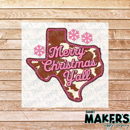 Merry Christmas Y'all DTF Transfer - or- Hat Patch, Acrylic, Magnet, or Keychain