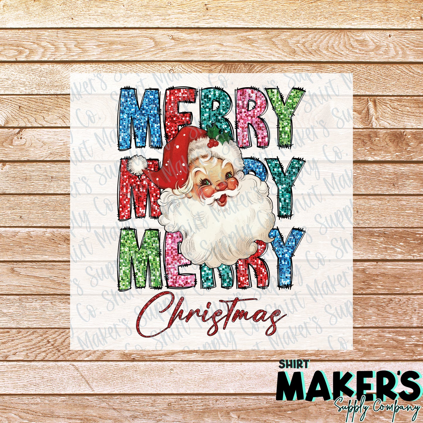 Merry Merry Christmas Sequin DTF or Sublimation Transfer