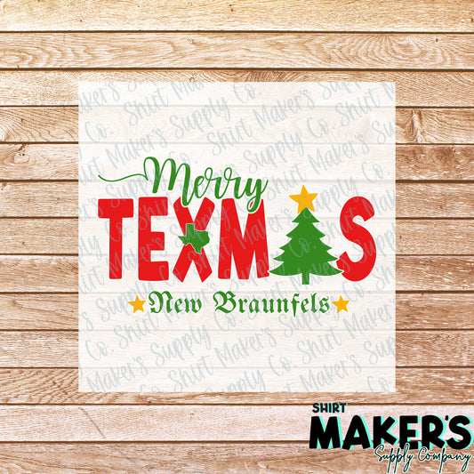 Merry Texmas Christmas New Braunfels, Texas DTF or Sublimation Transfer