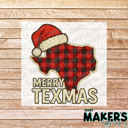 Merry Texmas Plaid DTF Transfer - or- Hat Patch, Acrylic, Magnet, or Keychain