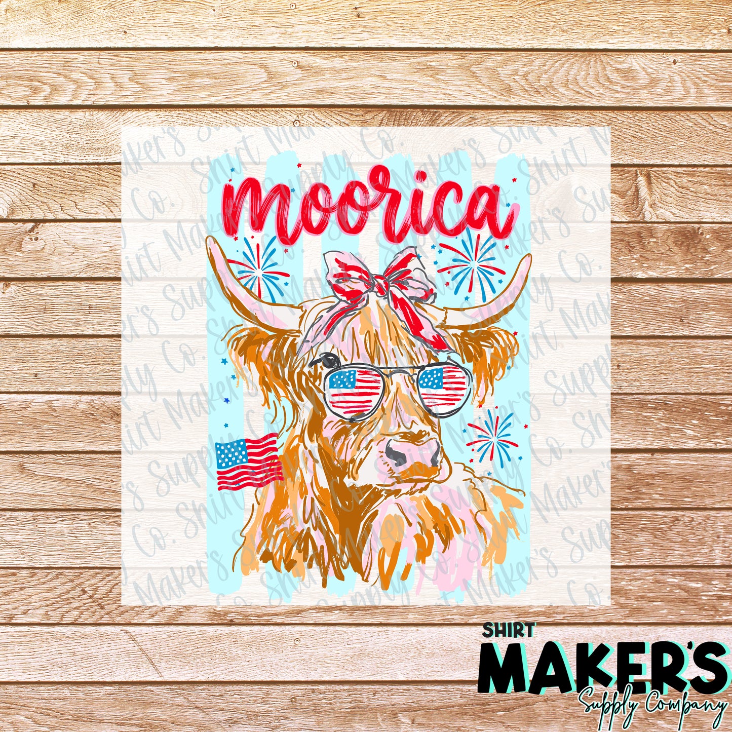 Moorica Cow Fourth of July DTF or UV-DTF Transfer - or- Hat Patch, Acrylic, Magnet, or Keychain