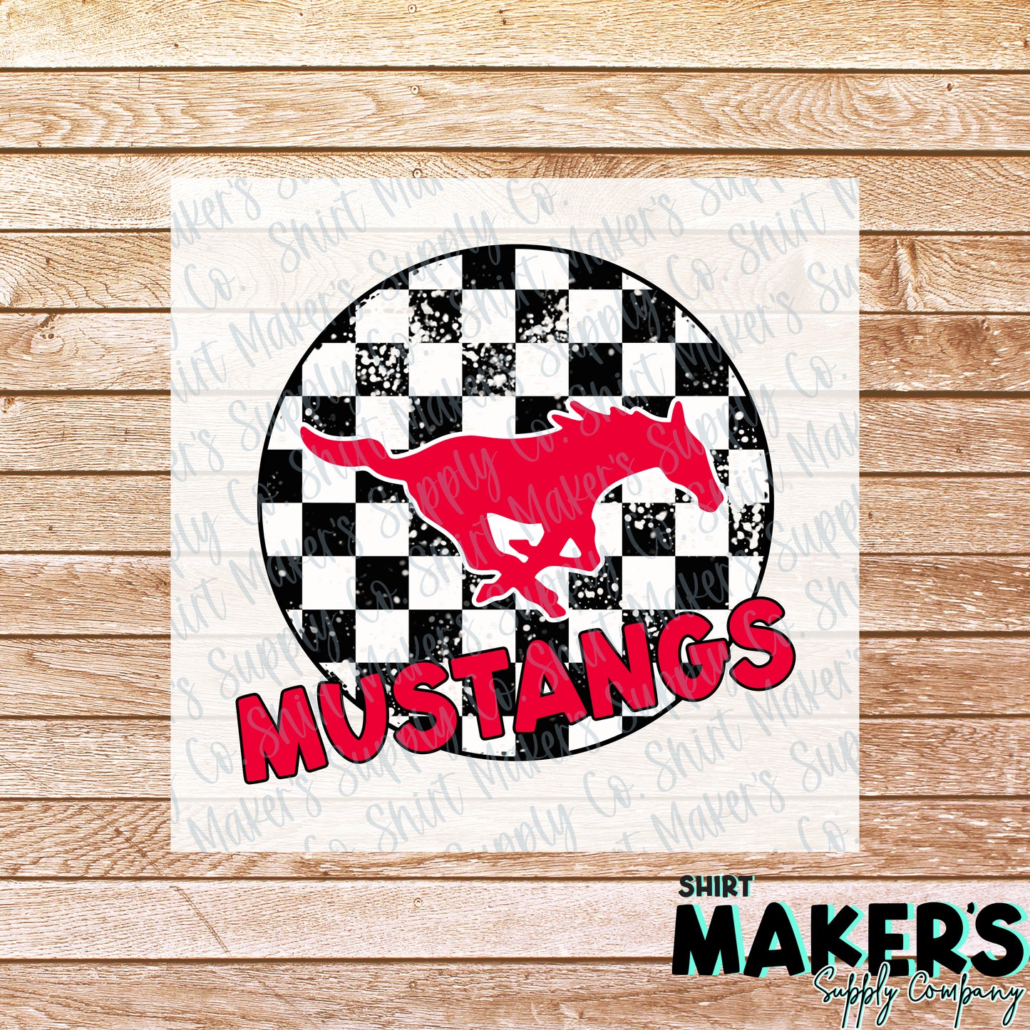 Nixon Smiley Mustangs Checker DTF or Sublimation Transfer