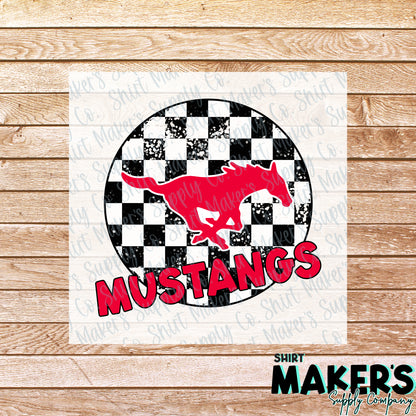 Nixon Smiley Mustangs Checker DTF Transfer - or- Hat Patch, Acrylic, Magnet, or Keychain