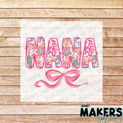 Nana Bow Mother's Day DTF Transfer - or- Hat Patch, Acrylic, Magnet, or Keychain