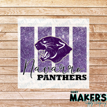 Navarro Panthers Glitter Panel DTF Transfer - or- Hat Patch, Acrylic, Magnet, or Keychain