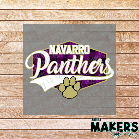Navarro Panthers Plaid DTF Transfer - or- Hat Patch, Acrylic, Magnet, or Keychain