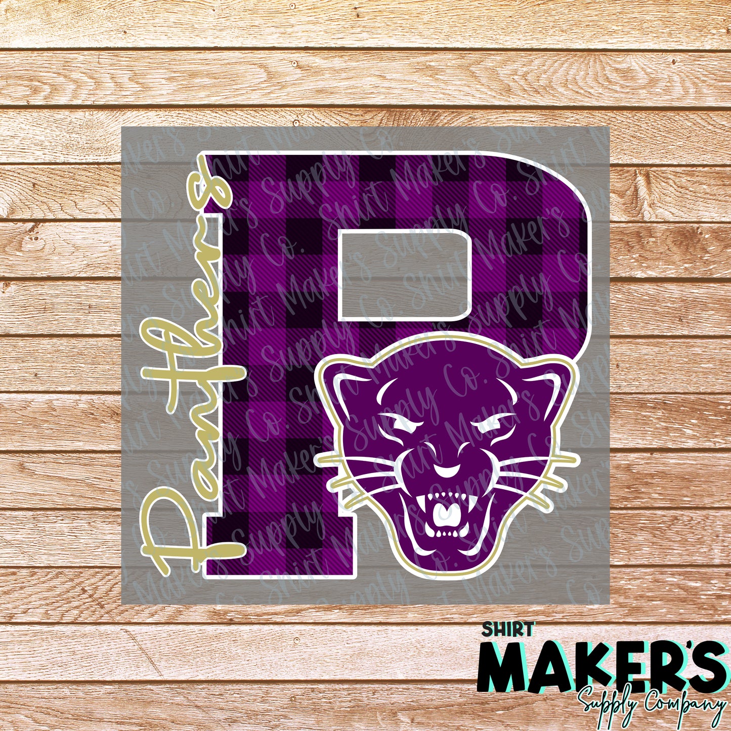 Panthers P Plaid DTF Transfer - or- Hat Patch, Acrylic, Magnet, or Keychain
