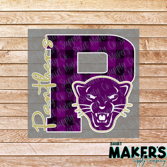 Panthers P Plaid DTF Transfer - or- Hat Patch, Acrylic, Magnet, or Keychain