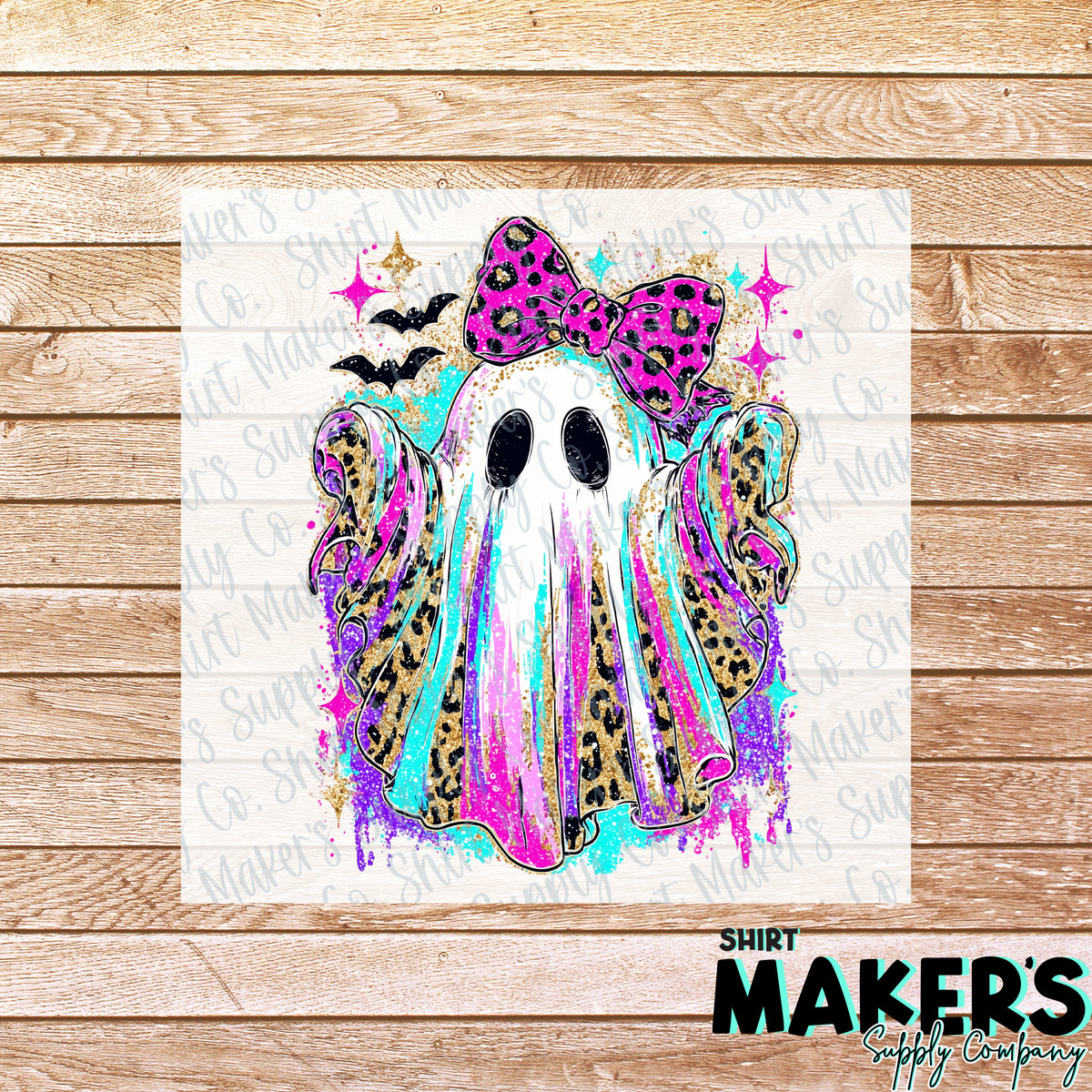 Neon Glitter Ghost 2 DTF Transfer - or- Hat Patch, Acrylic, Magnet, or Keychain