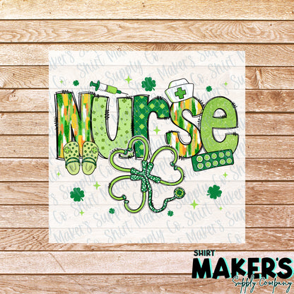 Nurse St. Patrick's Day DTF Transfer - or- Hat Patch, Acrylic, Magnet, or Keychain