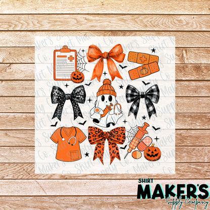 Nurse Boo Halloween Coquet DTF Transfer - or- Hat Patch, Acrylic, Magnet, or Keychain