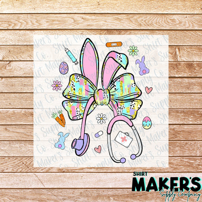 Easter Nurse Bow DTF Transfer - or- Hat Patch, Acrylic, Magnet, or Keychain