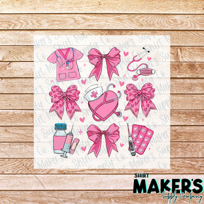 Nurse Coquette Valentine's Day DTF Transfer - or- Hat Patch, Acrylic, Magnet, or Keychain
