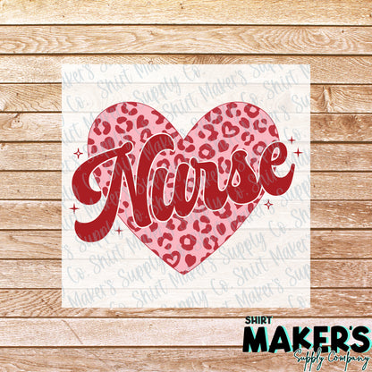 Nurse Heart Valentine's Day DTF Transfer - or- Hat Patch, Acrylic, Magnet, or Keychain
