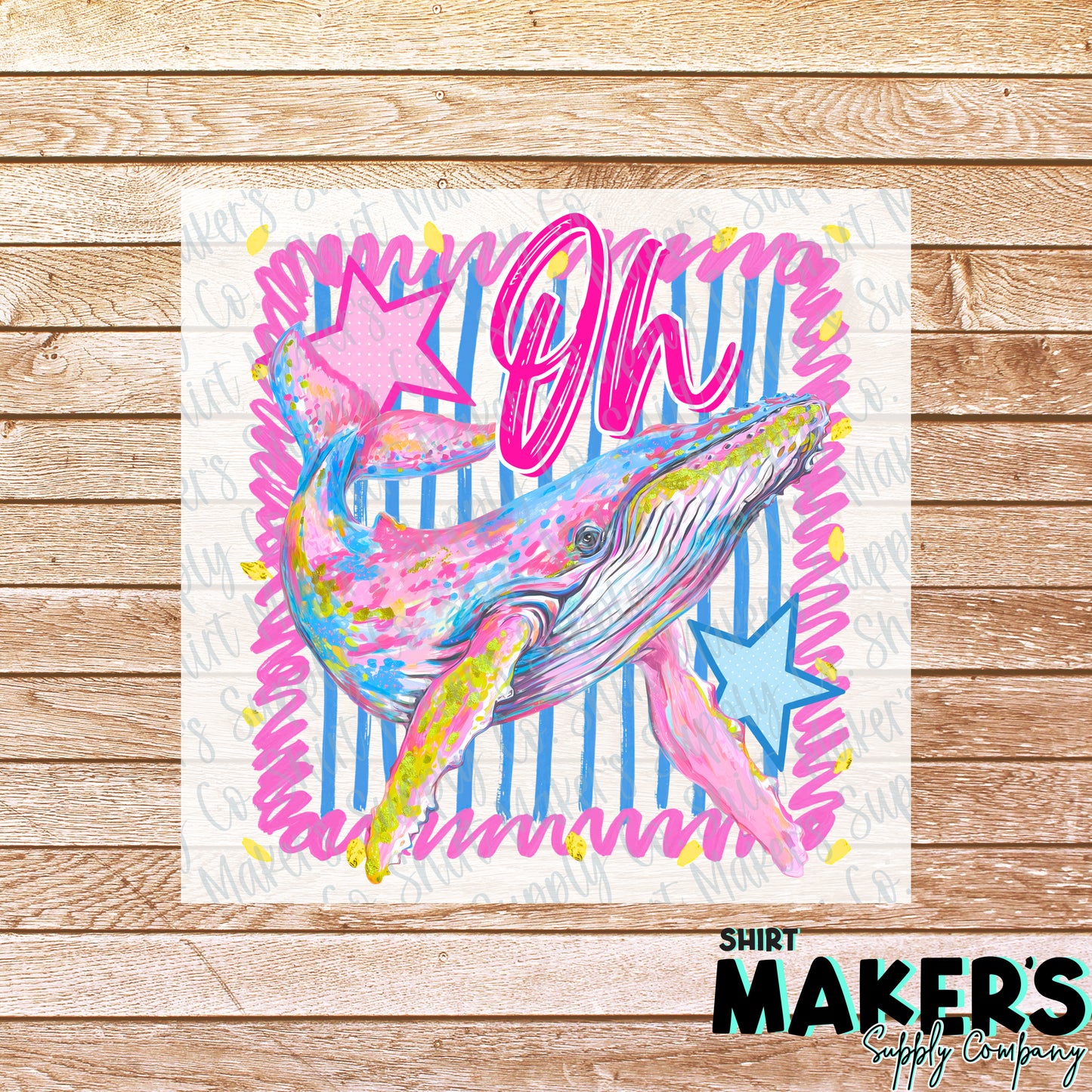 Oh Whale DTF or UV-DTF Transfer - or- Hat Patch, Acrylic, Magnet, or Keychain