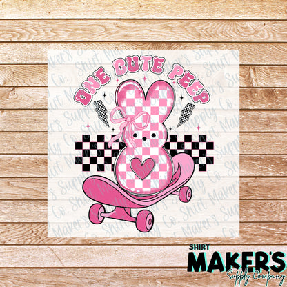 One Cute Peep Girls Easter DTF Transfer - or- Hat Patch, Acrylic, Magnet, or Keychain