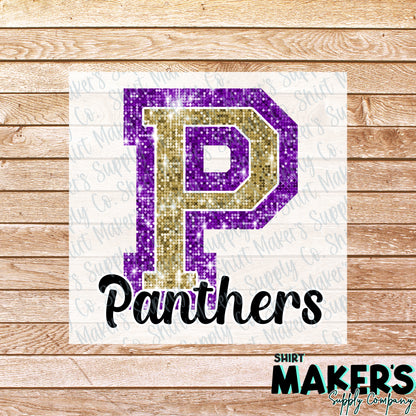 Panther P Sequin DTF or UV-DTF Transfer - or- Hat Patch, Acrylic, Magnet, or Keychain
