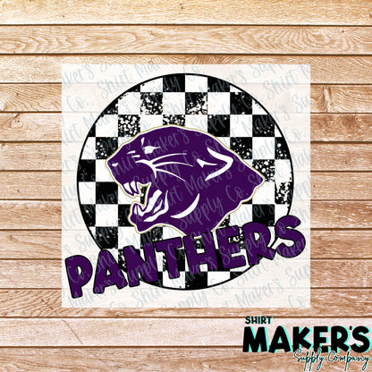 Navarro Panthers Checkered DTF or UV-DTF Transfer - or- Hat Patch, Acrylic, Magnet, or Keychain