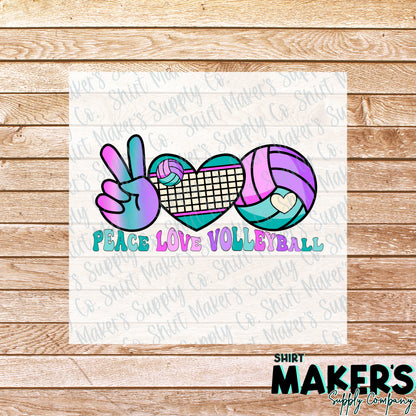 Peace Love Volleyball DTF Transfer - or- Hat Patch, Acrylic, Magnet, or Keychain