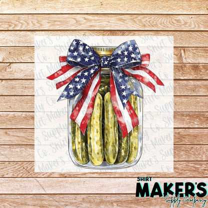 Pickle Jar Fourth of July DTF Transfer - or- Hat Patch, Acrylic, Magnet, or Keychain