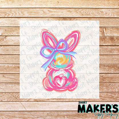 Pink Bunny Easter DTF Transfer - or- Hat Patch, Acrylic, Magnet, or Keychain