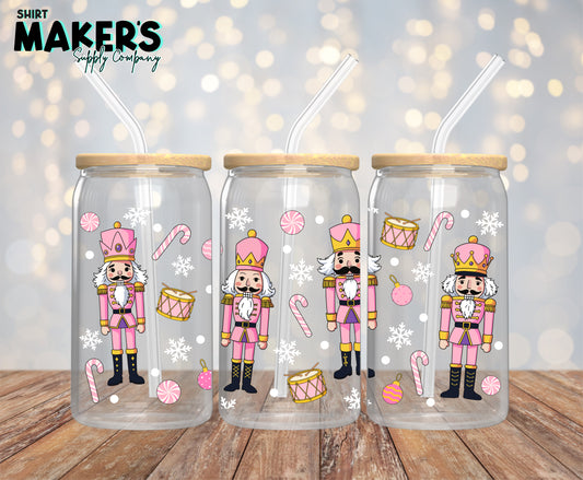 16oz. UV-DTF Pink Nutcracker Christmas