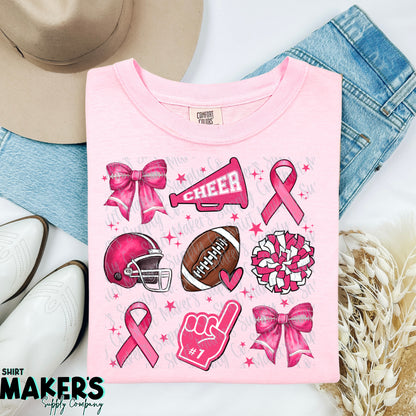 Pink Out Cheer Football DTF or Sublimation Transfer