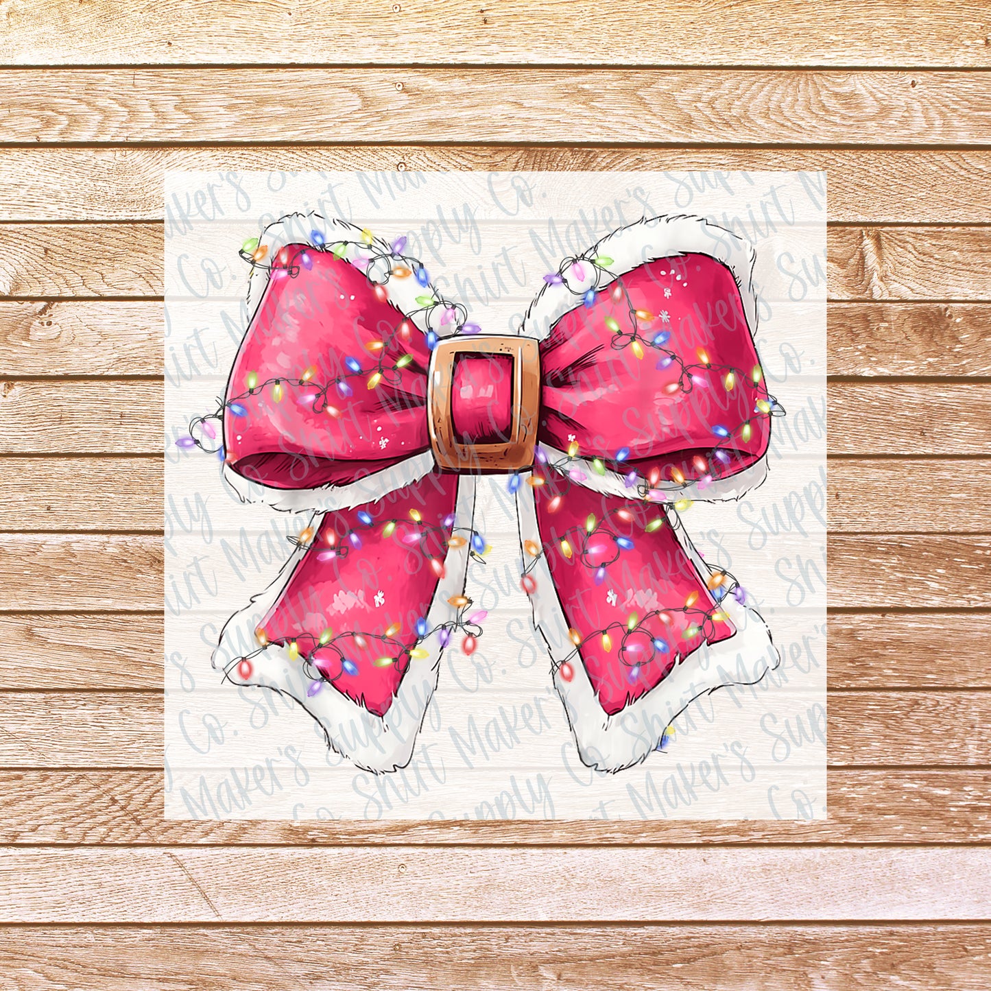 Pink Santa Bow DTF or Sublimation Transfer