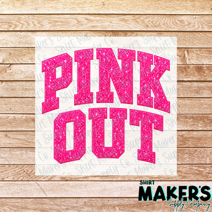 Pink Out Glitter DTF Transfer - or- Hat Patch, Acrylic, Magnet, or Keychain