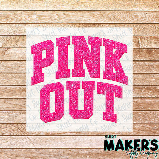 Pink Out Glitter DTF Transfer - or- Hat Patch, Acrylic, Magnet, or Keychain