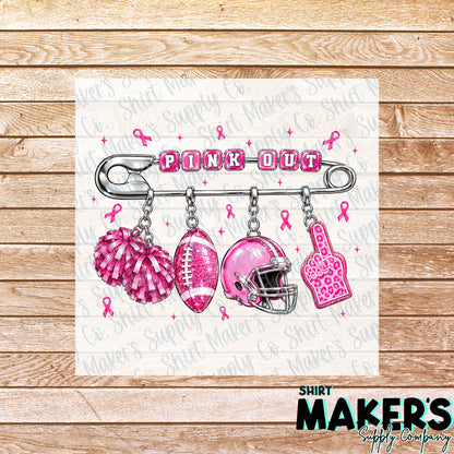 Pink Out Safety Pin DTF Transfer - or- Hat Patch, Acrylic, Magnet, or Keychain