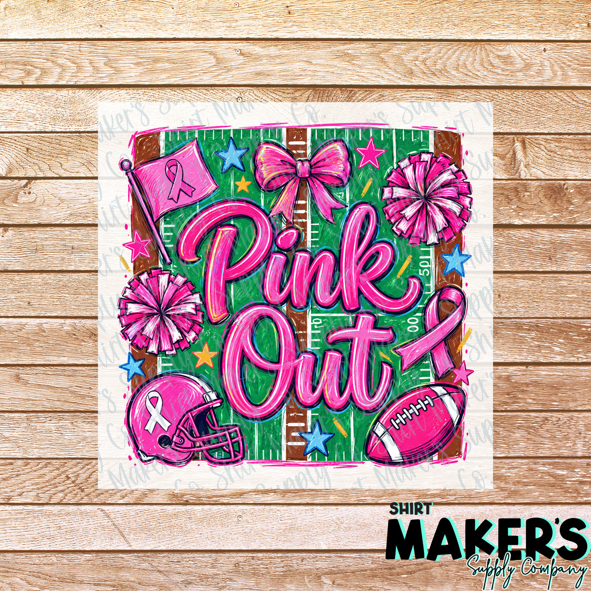 Pink Out Football DTF Transfer - or- Hat Patch, Acrylic, Magnet, or Keychain