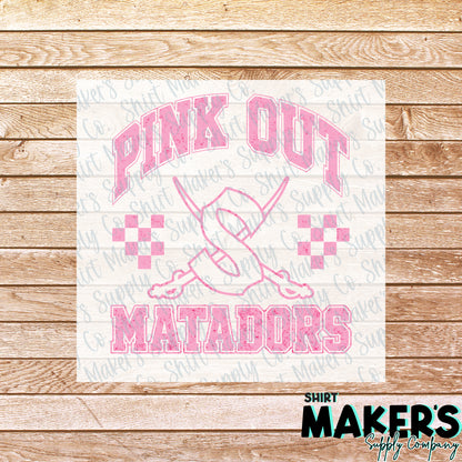 Matadors Pink Out DTF Transfer - or- Hat Patch, Acrylic, Magnet, or Keychain