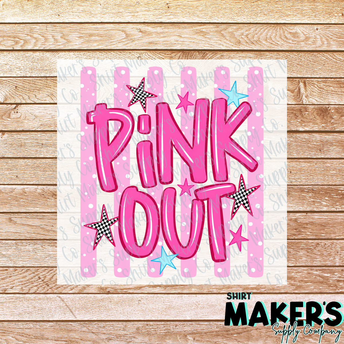 Pink Out Stripes DTF Transfer - or- Hat Patch, Acrylic, Magnet, or Keychain